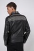 Slim-fit leather jacket with studded details, Black