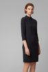 Japanese-crepe dress with stand collar, Black