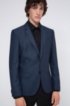 Extra-slim-fit jacket in a micro-patterned wool blend, Blue