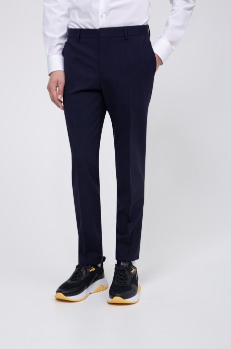 Slim-fit trousers in a super-stretch wool blend, Blue