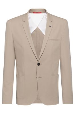 Extra-slim fit jacket in stretch cotton, Beige