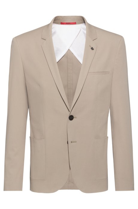 Extra-slim fit jacket in stretch cotton, Beige