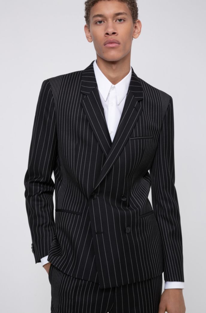 Double-breasted extra-slim-fit jacket in pinstripe wool