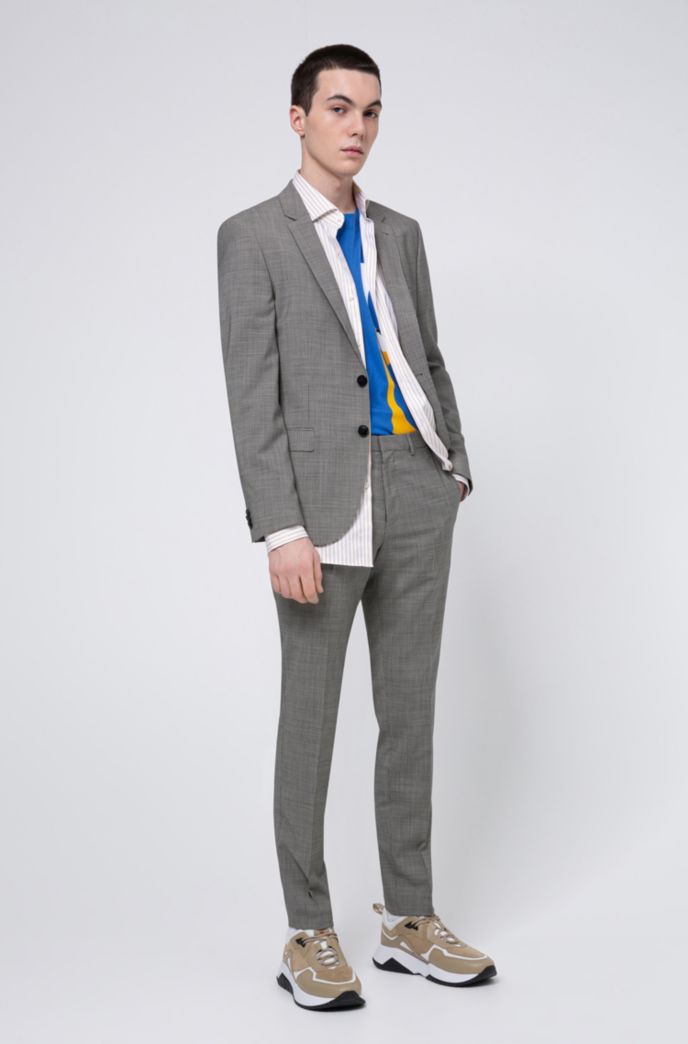 Extra-slim-fit suit in micro-houndstooth virgin wool