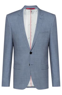 Extra-slim-fit jacket in melange virgin wool, Blue