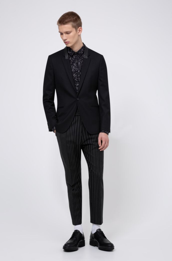 Extra-slim-fit jacket with "HUGO loves Berlin" lining