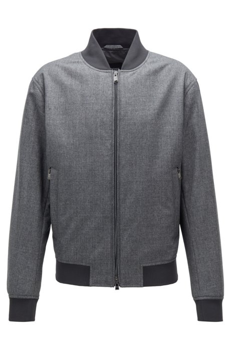 Bomber jacket in melange virgin wool, Grey