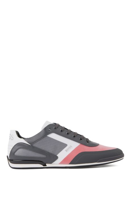 Low-profile trainers with mesh and reflective detailing, Grey