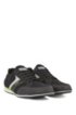 Low-top trainers with mesh and rubberised faux leather, Black