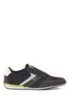 Low-top trainers with mesh and rubberised faux leather, Black