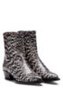 Snakeskin-print booties in calf leather, Patterned