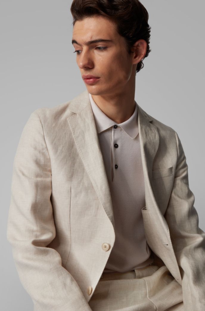 Vegan slim-fit suit in Italian linen