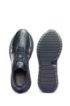 Running-style trainers in tonal nappa leather and mesh, Dark Blue