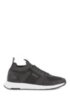 Running-style trainers in mixed materials with knitted sock, Black