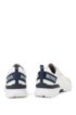 Low-top trainers in mixed materials with branded webbing, White