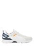 Low-top trainers in mixed materials with branded webbing, White
