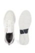 Low-top trainers in mixed materials with branded webbing, White