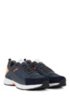 Low-top trainers in mixed materials with branded webbing, Dark Blue