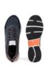 Low-top trainers in mixed materials with branded webbing, Dark Blue
