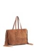 Calf-suede shopper bag with tassel detailing, Brown