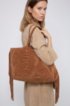 Calf-suede shopper bag with tassel detailing, Brown