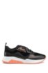 Running-style trainers in nappa leather with mesh details, Black