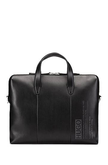 Hugo Faux-leather Document Case With Detachable Shoulder Strap In Black