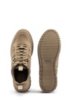 Lace-up trainers in mesh, nubuck and suede, Beige