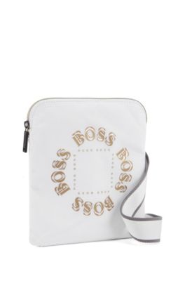 Envelope bag with layered metallic logo