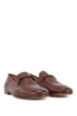Italian-made loafers in grained leather with collapsible heel, Dark Brown