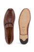 Italian-made loafers in grained leather with collapsible heel, Dark Brown