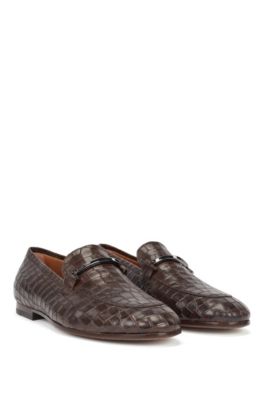 crocodile print loafers