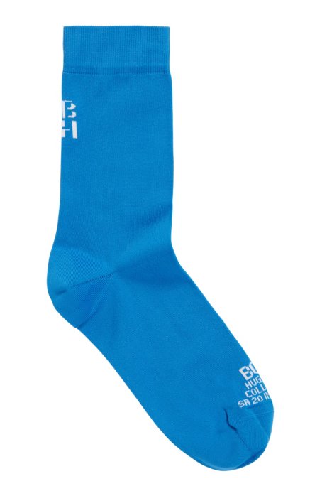 Quarter-length socks with stylised monogram , Blue