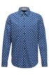 Regular-fit shirt with exclusive floral print, Dark Blue