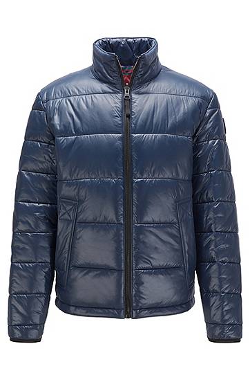 Hugo Boss Reversible Down Jacket With Ai-print Inner In Blue