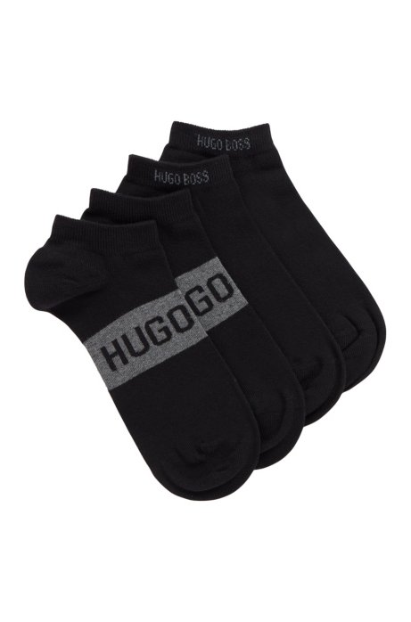 Two-pack of ankle socks with contrast logo details, Black