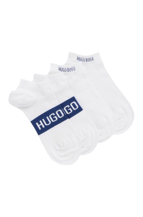Two-pack of ankle socks with contrast logo details, White