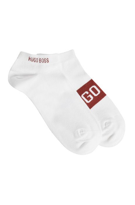 Two-pack of ankle socks with contrast logo details, White