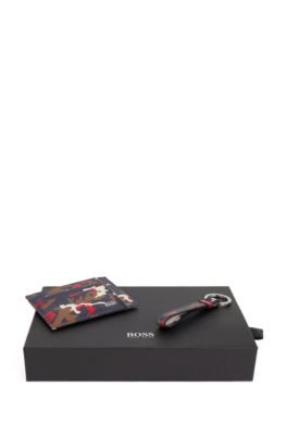 BOSS - Camouflage-print leather card 