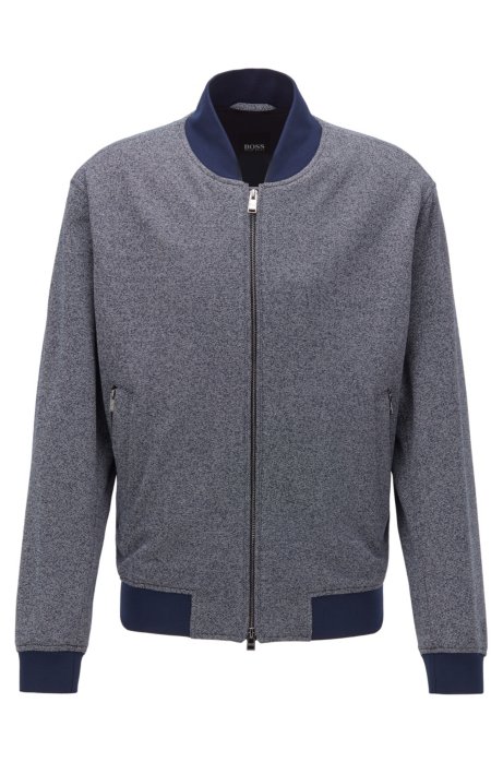 Regular-fit jacket in salt-and-pepper fabric, Dark Blue