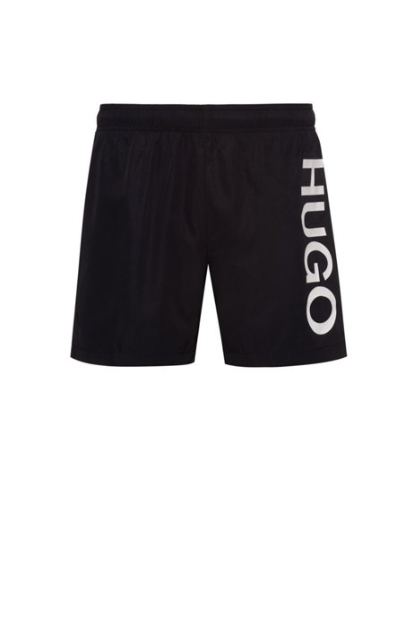Logo swim shorts in quick-drying fabric, Black