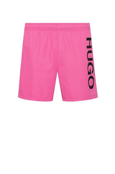Quick-drying swim shorts with logo print, Pink