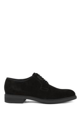 BOSS - Calf-suede Derby shoes with 