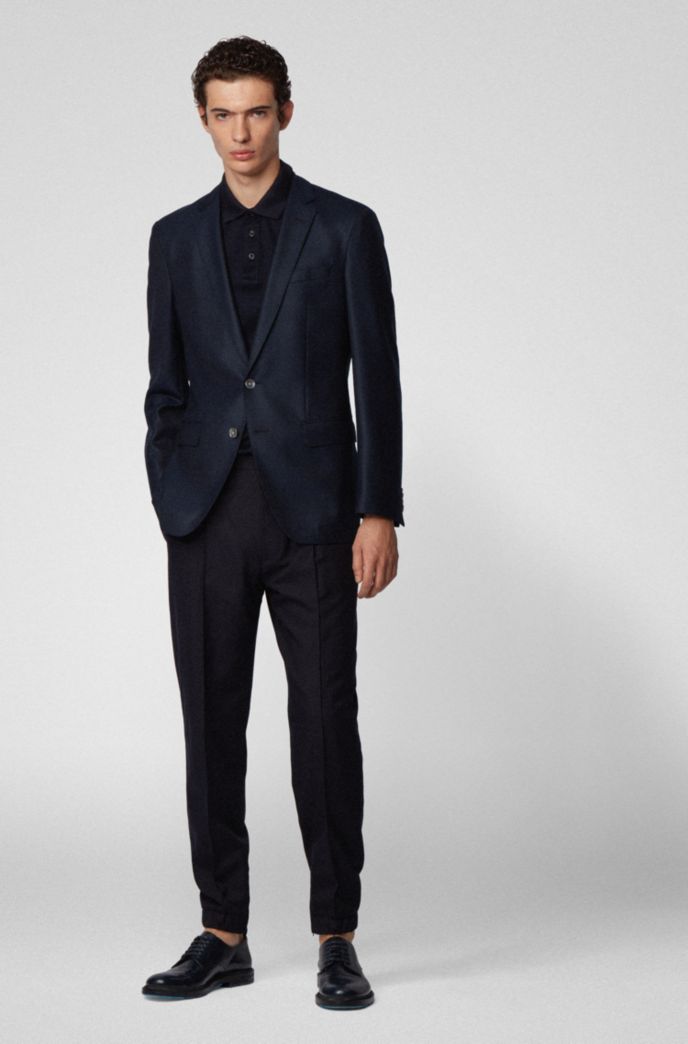 Slim-fit jacket in micro-patterned traceable wool