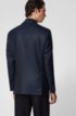 Slim-fit jacket in micro-patterned traceable wool, Dark Blue