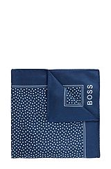Silk pocket square with all-over digital print, Dark Blue