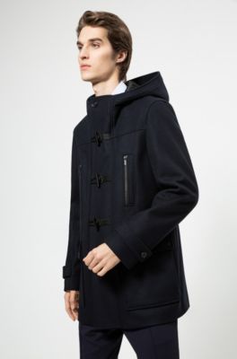 Slim-fit duffle coat in a virgin-wool blend