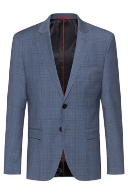 Extra-slim-fit jacket in checked virgin wool, Patterned