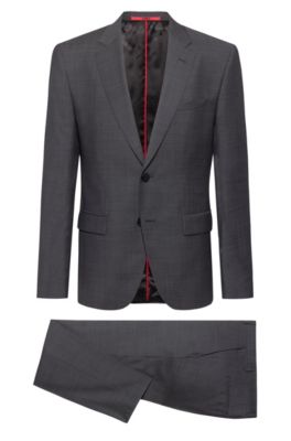 Regular-fit suit in a virgin-wool blend, Dark Grey