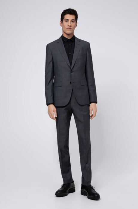 Regular-fit suit in a virgin-wool blend, Dark Grey